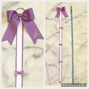 lavender rhinestone D bow holder hairbow initial